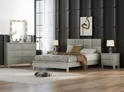 Champagne Silver 3 Pieces Bedroom Furniture Set Size, Dresser, Night Stand, Easy Assemble, Queen Bed+2 NightstandS -Delta Children Shop 41fObHwSqhL. AC