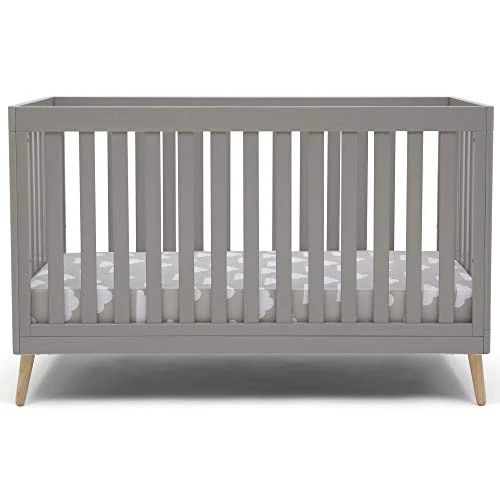 Delta Children Essex 4-in-1 Convertible Baby Crib, Grey With Natural Legs + Delta Children Twinkle Galaxy Dual Sided Recycled Fiber Core Crib And Toddler Mattress (Bundle) 4 Delta Children Essex 4-in-1 Convertible Baby Crib, Grey With Natural Legs + Delta Children Twinkle Galaxy Dual Sided Recycled Fiber Core Crib And Toddler Mattress (Bundle) - Image 2
