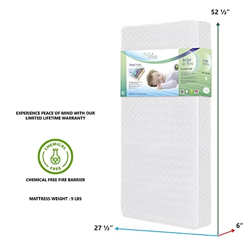 Evolur Sleep Triple Stage Crib Mattress Air Flow With Natural Fiber, Greenguard Gold Certified 6 Evolur Sleep Triple Stage Crib Mattress Air Flow With Natural Fiber, Greenguard Gold Certified - Image 4