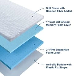 3 Inch Mattress Topper Queen - Cool Gel Memory Foam Mattress Topper Extra Firm Bed Topper With Bamboo Cover, Hard Mattress Topper For Back Pain Relief, CertiPUR-US Certified -Delta Children Shop 41goznjZd8L