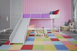 Junior Twin Metal Loft Bed With Slide, Multifunctional Design, White With White Slide -Delta Children Shop 41ifPXinwOL