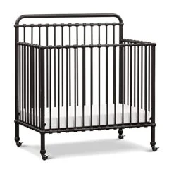 NAMESAKE Winston 4-in-1 Convertible Mini Metal Crib In Vintage Gold, Greenguard Gold Certified -Delta Children Shop 41ilYuXM3DL