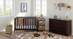Storkcraft Pacific 4-in-1 Convertible Crib And Changer, Espresso Easily Converts To Toddler Bed, Day Bed Or Full Bed, 3 Position Adjustable Height Mattress