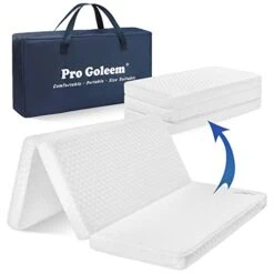 Pro Goleem Pack And Play Mattress, Trifold Fitted Waterproof And Portable Pad Soft Mini Crib Mattress For Toddlers, 38 X 26 X 2.25 Inch
