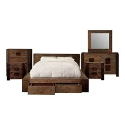 OPATHOME Bedroom Set, California King, Walnut