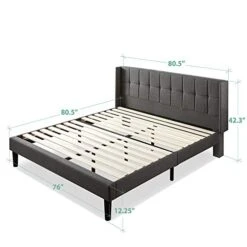 INUS Dori Upholstered Platform Bed Frame With Wingback Headboard / Mattress Foundation / Wood Slat Support / No Box Spring Needed / Easy Assembly, King -Delta Children Shop 41jsXQWfL4L