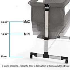 Nordmiex Bedside Sleeper Bedside Crib, Baby Bassinet 3 In 1 Travel Baby Crib Baby Bed With Breathable Net,Adjustable Portable Bed For Infant/Baby(Deep Grey) -Delta Children Shop 41kXhyJGMBL