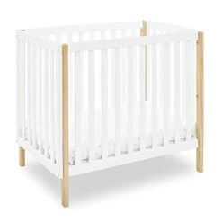 Delta Children Gio Mini Crib With 2.75" Mattress Included, Bianca White/Natural