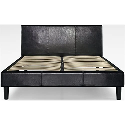 INUS Jade Faux Leather Upholstered Platform Bed Frame / Mattress Foundation With Wood Slat Support / No Box Spring Needed / Easy Assembly, Queen 4 INUS Jade Faux Leather Upholstered Platform Bed Frame / Mattress Foundation With Wood Slat Support / No Box Spring Needed / Easy Assembly, Queen - Image 2