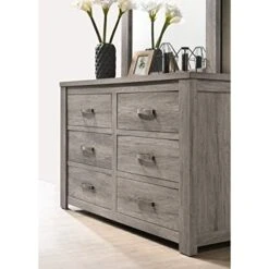 Contemporary Weathered Gray Wood Bedroom Set, King Panel Bed, Dresser, Mirror, Two Nightstands -Delta Children Shop 41lJDvWo6oL