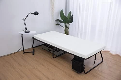 Rollaway Guest Bed Cot Fold Out Bed - Portable Folding Bed Frame With Thick Memory Foam Mattress For Spare Bedroom & Office White+Hanging Storage Bag(L) 10 Rollaway Guest Bed Cot Fold Out Bed - Portable Folding Bed Frame With Thick Memory Foam Mattress For Spare Bedroom & Office White+Hanging Storage Bag(L) - Image 8