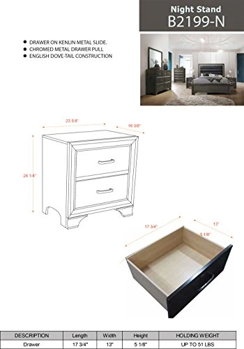 – 6-Piece Gray Wood With Faux Leather Headboard Queen Bedroom Set. Bed, Dresser, Mirror, Chest, 2 Night Stands 8 – 6-Piece Gray Wood With Faux Leather Headboard Queen Bedroom Set. Bed, Dresser, Mirror, Chest, 2 Night Stands - Image 6