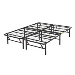 Foldable Metal Platform Bed Frame With Tool Free Setup,14 Inches High, Queen,Black