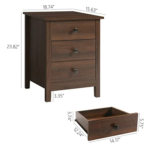 Dresser And Night Stand With Drawers - 3 Pieces Wooden Bedroom Set, 7-Drawer Chest Of Drawers And Nightstands Set, Brown Wood Grain 6 Dresser And Night Stand With Drawers - 3 Pieces Wooden Bedroom Set, 7-Drawer Chest Of Drawers And Nightstands Set, Brown Wood Grain - Image 4
