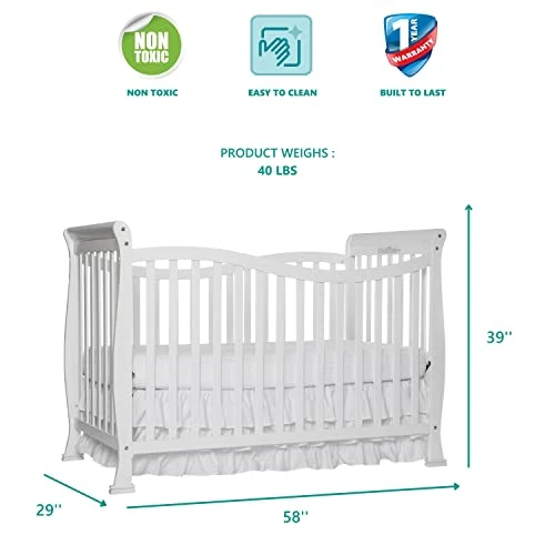 Dream On Me Violet 7-In-1 Convertible Life Style Crib In White, Greenguard Gold Certified, 4 Mattress Height Settings, Made Of Sustainable New Zealand Pinewood 4 Dream On Me Violet 7-In-1 Convertible Life Style Crib In White, Greenguard Gold Certified, 4 Mattress Height Settings, Made Of Sustainable New Zealand Pinewood - Image 2