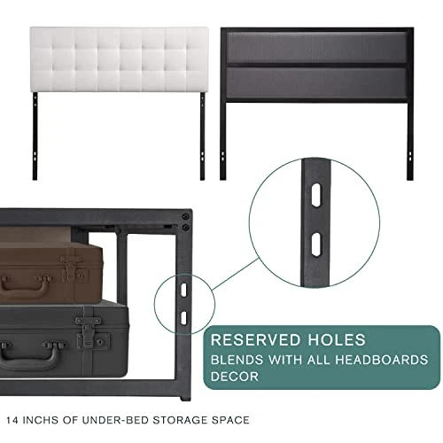 14'' Metal Platform Queen Bed Frame With Strong Steel Slats Support/Sufficient Storage Space/Mattress Foundation/No Box Spring Needed/Easy Assembly 6 14'' Metal Platform Queen Bed Frame With Strong Steel Slats Support/Sufficient Storage Space/Mattress Foundation/No Box Spring Needed/Easy Assembly - Image 4