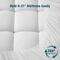 King Mattress Topper,Extra Thick Cotton Mattress Pad Cover,400TC 100% Cotton Cooling Pillowtop With 8-21 Inch Deep Pocket,Soft 4D Snow Down Alternative Fill(78x80 Inches,White) -Delta Children Shop 41pQb179gxL