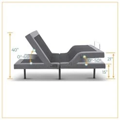 Omfort Upholstered Adjustable Bed Base With Massage, Wireless Remote, Twin XL, Black & Cool Gel Ventilated Memory Foam 10-Inch Mattress | CertiPUR-US Certified | Bed-in-a-Box, Twin XL