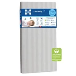 Sealy Butterfly Breathable Knit Waterproof Baby Crib And Toddler Mattress - CERTIPUR-US Certified Foam - Made In USA, 52"x28" -Delta Children Shop 41qdhQIpxL