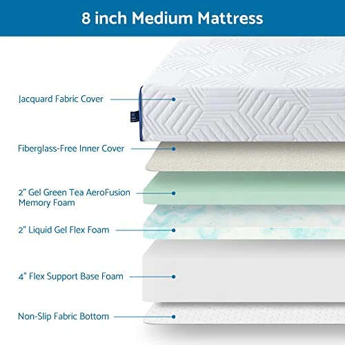 King Mattress, 8 Inch Gel Memory Foam King Size Mattress For A Cool Sleep Bed In A Box Pressure Relief, Medium Firm Mattresses CertiPUR-US Certified 4 King Mattress, 8 Inch Gel Memory Foam King Size Mattress For A Cool Sleep Bed In A Box Pressure Relief, Medium Firm Mattresses CertiPUR-US Certified - Image 2