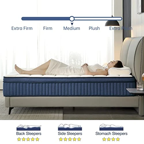 King Mattress, King Size Mattress In A Box, 12 Inch Hybrid Mattress King Size, Ultimate Motion Isolation With Gel Memory Foam And Pocket Spring, Medium Firm Mattress, Edge Support, CertiPUR-US 6 King Mattress, King Size Mattress In A Box, 12 Inch Hybrid Mattress King Size, Ultimate Motion Isolation With Gel Memory Foam And Pocket Spring, Medium Firm Mattress, Edge Support, CertiPUR-US - Image 4