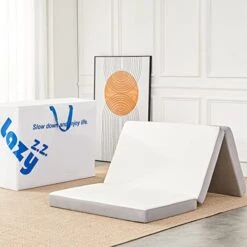 Folding Mattress, 4 Inch Memory Foam Tri-fold Mattress With Breathable & Washable Bamboo Fiber Fabric Cover, Foldable Floor Mattress Guest Bed For Camping, Road Trip, Single