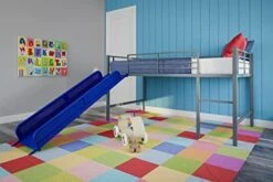 Junior Twin Metal Loft Bed With Slide, Multifunctional Design, White With White Slide -Delta Children Shop 41sBAdbAgVL. AC