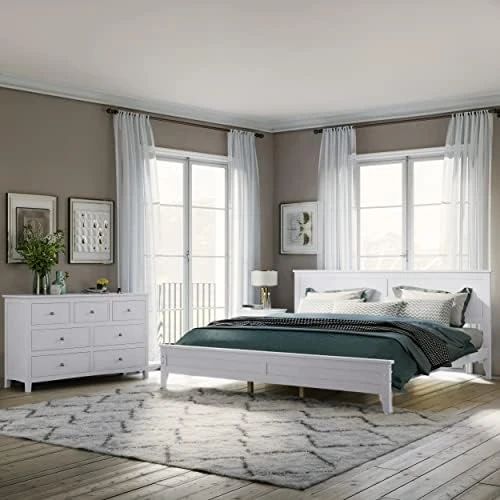 Farmhouse 6-Piece Bedroom Furniture Sets, Wood Queen Bedroom Furniture Set Include Solid Pine Wood Storage Bed, 2 Nightstands, 6-Drawer Dresser And 5-Drawer Chest And Mirror 16 Farmhouse 6-Piece Bedroom Furniture Sets, Wood Queen Bedroom Furniture Set Include Solid Pine Wood Storage Bed, 2 Nightstands, 6-Drawer Dresser And 5-Drawer Chest And Mirror - Image 14