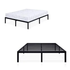 14 Inch Deluxe Dura Steel Slat Bed Frame, Full, Black