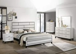 Stout Contemporary Panel Bedroom Set With King Bed, Dresser, Mirror, 2 Night Stands, Chest, White -Delta Children Shop 41sksOU7JVL