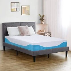 12 Inch Multi-Layered I-Gel Infused Memory Foam Mattress | White/Blue | Queen