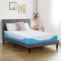 12 Inch Multi-Layered I-Gel Infused Memory Foam Mattress | White/Blue | Queen -Delta Children Shop 41sr6PDsTWL. AC 1