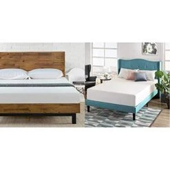 Tricia Platform Bed/Mattress Foundation/Box Spring Replacement/Brown, Queen & 12 Inch Green Tea Memory Foam Mattress/CertiPUR-US Certified/Bed-in-a-Box/Pressure Relieving, Queen
