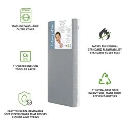 Dream On Me 2 In 1 Infant Crib And Toddler Bed Mattress | Greenguard Gold And JPMA Certified Crib Mattress | Copper-Infused Toddler Layer | Removable Zipper Cover | Pure Zen White And Grey -Delta Children Shop 41twCkbv3tL