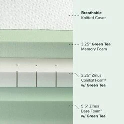 INUS 12 Inch Green Tea Luxe Memory Foam Mattress / Pressure Relieving / CertiPUR-US Certified / Bed-in-a-Box / All-New / Made In USA, Queen -Delta Children Shop 41ufsYHkmTL