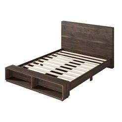 King Bed Frame With Storage Bench Wood Platform Bed With Headboard And Slats Support For Kids Girls Boys Teens Adults, King Size, No Box Spring Needed, Walnut -Delta Children Shop 41wE6oL5IqL
