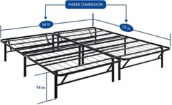14 Inch Foldable Dura Metal Platform Bed Frame, Full Size, Comfort Base Bed Frame, Height For Under-Bed Storage, Black