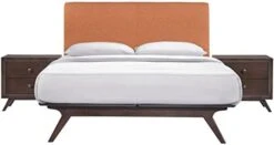 Tracy Mid-Century Modern Wood Platform Queen Bed With Two Nightstands In Cappuccino Gray -Delta Children Shop 41wuF276HWL. AC