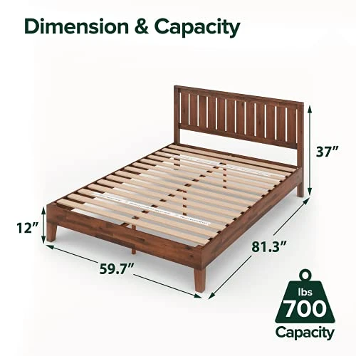 INUS Vivek Deluxe Wood Platform Bed Frame With Headboard / Wooden Slat Support / No Box Spring Needed / Easy Assembly, Queen 3 INUS Vivek Deluxe Wood Platform Bed Frame With Headboard / Wooden Slat Support / No Box Spring Needed / Easy Assembly, Queen