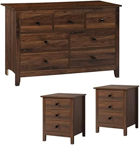 Dresser And Night Stand With Drawers - 3 Pieces Wooden Bedroom Set, 7-Drawer Chest Of Drawers And Nightstands Set, Brown Wood Grain 7 Dresser And Night Stand With Drawers - 3 Pieces Wooden Bedroom Set, 7-Drawer Chest Of Drawers And Nightstands Set, Brown Wood Grain - Image 5