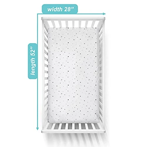 American Baby Company Printed 100% Cotton Jersey Knit Fitted Crib Sheet For Standard Crib And Toddler Mattresses, Grey Stars And Moon, 1 Count (Pack Of 1) (Pack Of 1) 4 American Baby Company Printed 100% Cotton Jersey Knit Fitted Crib Sheet For Standard Crib And Toddler Mattresses, Grey Stars And Moon, 1 Count (Pack Of 1) (Pack Of 1) - Image 2