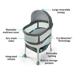 Graco Sense2Snooze Bassinet With Cry Detection Technology | Baby Bassinet Detects And Responds To Baby's Cries To Help Soothe Back To Sleep, Ellison , 19 D X 26 W X 41 H Inch (Pack Of 1) 14 Graco Sense2Snooze Bassinet With Cry Detection Technology | Baby Bassinet Detects And Responds To Baby's Cries To Help Soothe Back To Sleep, Ellison , 19 D X 26 W X 41 H Inch (Pack Of 1) -Delta Children Shop 41yao7WmqvL