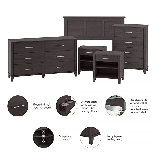 Somerset Headboard, Dressers And Nightstands Bedroom Set, Full/Queen, Storm Gray 5 Somerset Headboard, Dressers And Nightstands Bedroom Set, Full/Queen, Storm Gray - Image 3