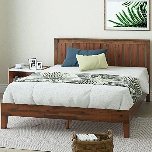 INUS Vivek Deluxe Wood Platform Bed Frame With Headboard / Wooden Slat Support / No Box Spring Needed / Easy Assembly, Queen 9 INUS Vivek Deluxe Wood Platform Bed Frame With Headboard / Wooden Slat Support / No Box Spring Needed / Easy Assembly, Queen - Image 7