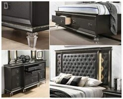 Furniture BELLAGIO 3PC Eastern King Bed + Dresser + Nightstand, Metallic Gray -Delta Children Shop 510uyw3i9KL