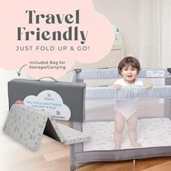 Waterproof Pack And Play Mattress Topper - 38" X 26" - Trifold Style - Breathable Soft Bamboo - Portable Trifold Playard Mattress Topper- Baby Foam Playpen Mattresses For Babies By Babylicious 10 Waterproof Pack And Play Mattress Topper - 38" X 26" - Trifold Style - Breathable Soft Bamboo - Portable Trifold Playard Mattress Topper- Baby Foam Playpen Mattresses For Babies By Babylicious -Delta Children Shop 512MxDDkI3L