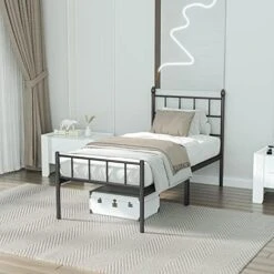 Queen Size Metal Bed Frame With Headboard, Large Storage Space Under The Bed, Heavy Duty Easy Assembly -Delta Children Shop 5159szAgMJL. AC