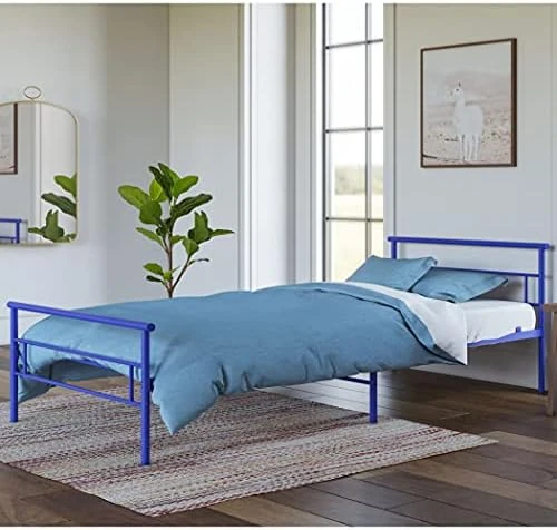 Seattle Metal Twin Size Bed With Slats And Headboard By BK Furniture, Perfect For Bedrooms, Dorms And Day Cares (Blue) 6 Seattle Metal Twin Size Bed With Slats And Headboard By BK Furniture, Perfect For Bedrooms, Dorms And Day Cares (Blue) - Image 4
