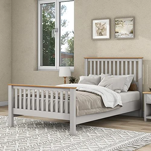 Bedroom Furniture Sets, 5 Pieces Country Gray With Oak Top Bedroom Sets, Full Wood Platform Bed Frame With 2 Nightstands, One 6-Drawer Chest, One 6-Drawer Dresser, For Boys Girls Teens, Gray 6 Bedroom Furniture Sets, 5 Pieces Country Gray With Oak Top Bedroom Sets, Full Wood Platform Bed Frame With 2 Nightstands, One 6-Drawer Chest, One 6-Drawer Dresser, For Boys Girls Teens, Gray - Image 4