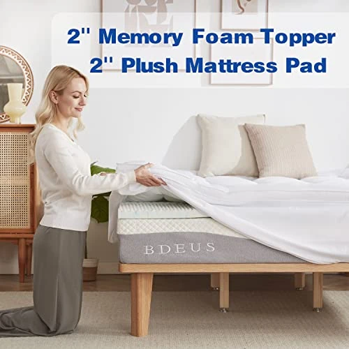 Dual Layer 4 Inch Memory Foam Mattress Topper, Twin Size, 2 Inch Gel Memory Foam Plus 2 Inch Extra Thick Pillowtop Cover, Pressure Relieve Soft Mattress Pad 6 Dual Layer 4 Inch Memory Foam Mattress Topper, Twin Size, 2 Inch Gel Memory Foam Plus 2 Inch Extra Thick Pillowtop Cover, Pressure Relieve Soft Mattress Pad - Image 4